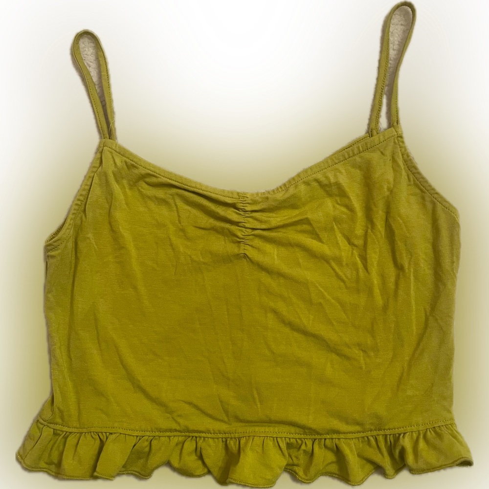 chartreuse ruffled crop top